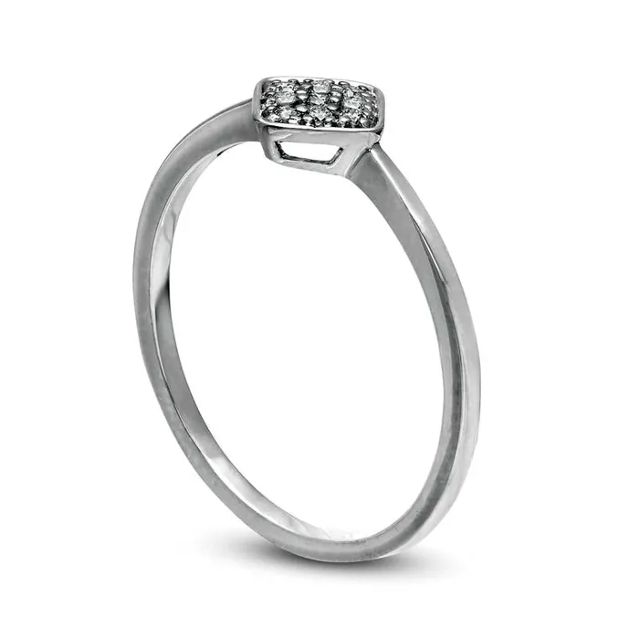 Goldia 007 CT TW Composite Natural Diamond Tilted Cushion Promise Ring in Solid 10K White Gold Rings Goldia 007 CT TW Composite Natural Diamond Tilted Cushion Promise Ring in Solid 10K White Gold Rings