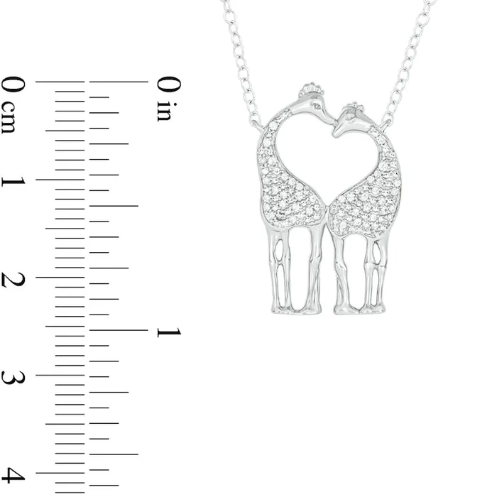Goldia 01 CT TW Natural Diamond Motherly Love Giraffes Pendant in Sterling Silver Necklaces Goldia 01 CT TW Natural Diamond Motherly Love Giraffes Pendant in Sterling Silver Necklaces