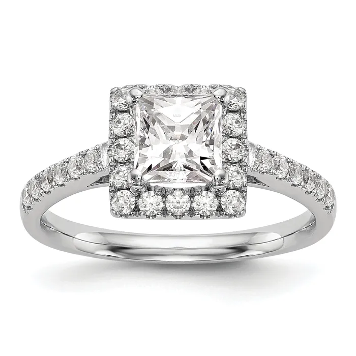 Goldia 050ct CZ Solid Real 14K White Gold Princess Square Halo Engagement Ring Rings Goldia 050ct CZ Solid Real 14K White Gold Princess Square Halo Engagement Ring Rings