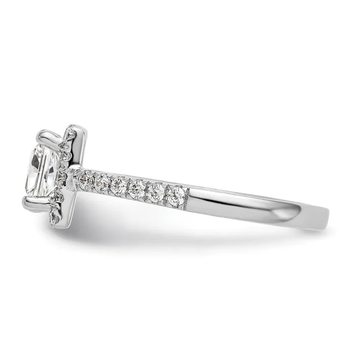 Goldia 050ct CZ Solid Real 14K White Gold Princess Square Halo Engagement Ring Rings