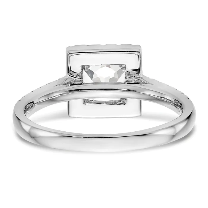 Goldia 050ct CZ Solid Real 14K White Gold Princess Square Halo Engagement Ring Rings