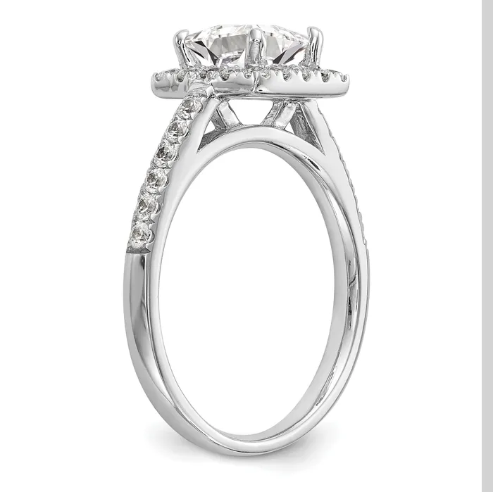 Goldia 050ct CZ Solid Real 14K White Gold Princess Square Halo Engagement Ring Rings