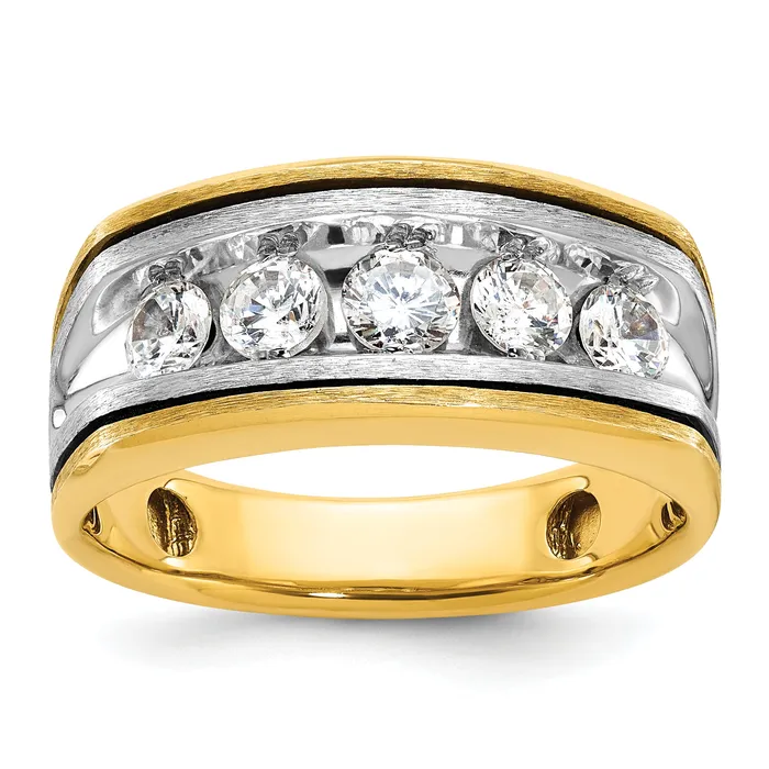 Goldia 14k Twotone Two Tone with Black Rhodium 1 Ct Lab Grown Diamond VSSI G Five Stone Mens Ring Rings Goldia 14k Twotone Two Tone with Black Rhodium 1 Ct Lab Grown Diamond VSSI G Five Stone Mens Ring Rings