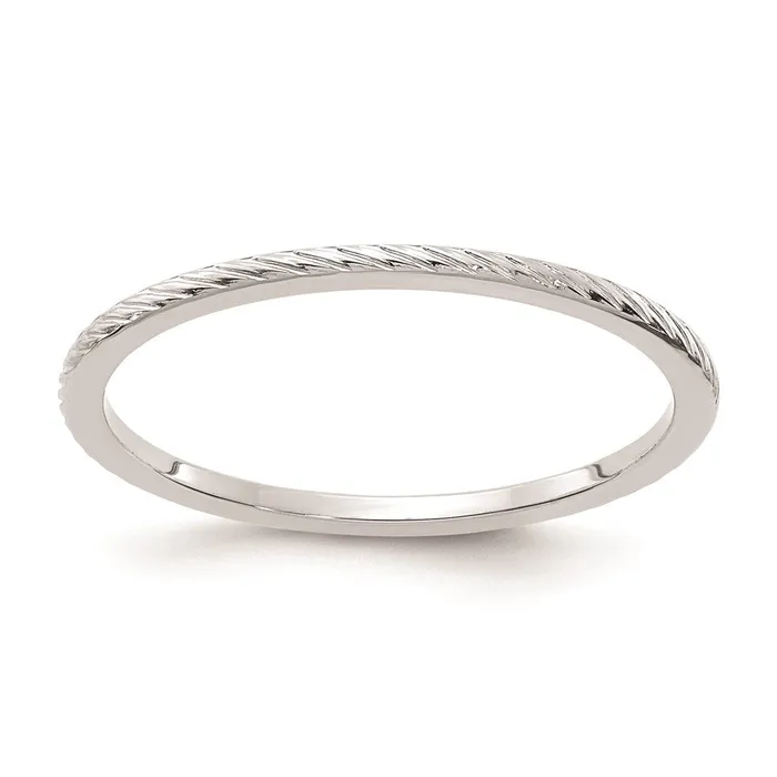 Goldia 14K White Gold 12mm Twisted Wire Pattern Stackable Band Rings