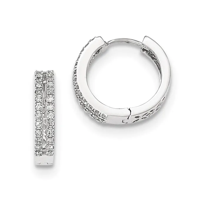 Goldia 14k White Gold Real Diamond Hinged Round Hoop Earrings Earrings Goldia 14k White Gold Real Diamond Hinged Round Hoop Earrings Earrings