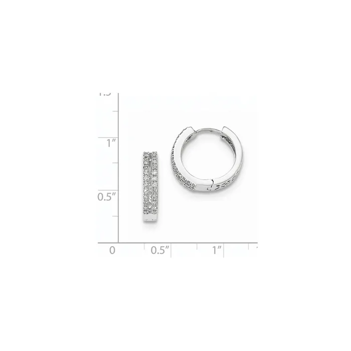 Goldia 14k White Gold Real Diamond Hinged Round Hoop Earrings Earrings