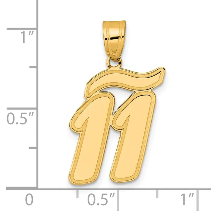 Goldia 14k Yellow Gold Brushed Border Script Number 11 Pendant PreStyled Sets