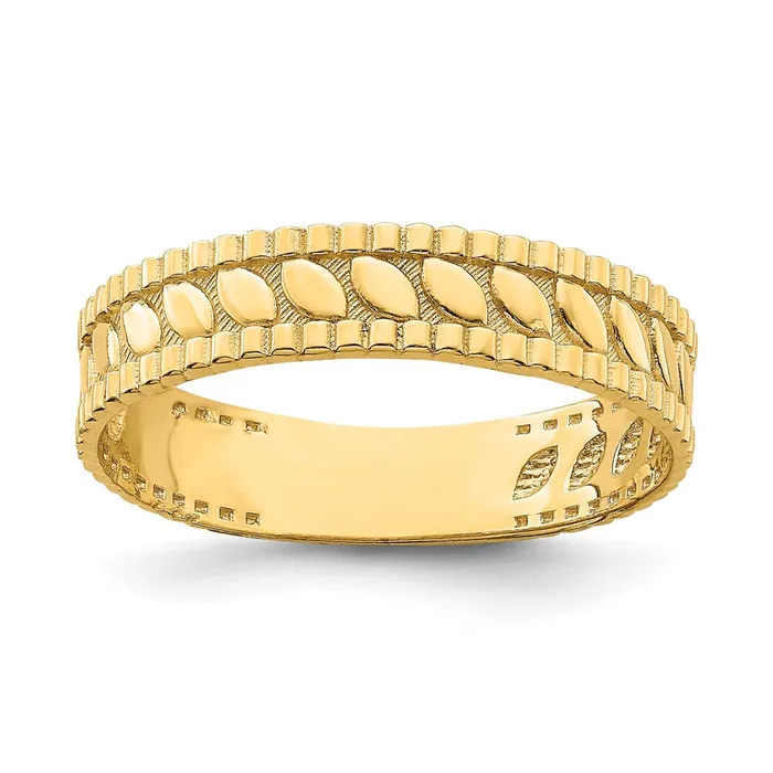 Goldia 14K Yellow Gold Leaf Engraved Thumb Ring size 9 Rings
