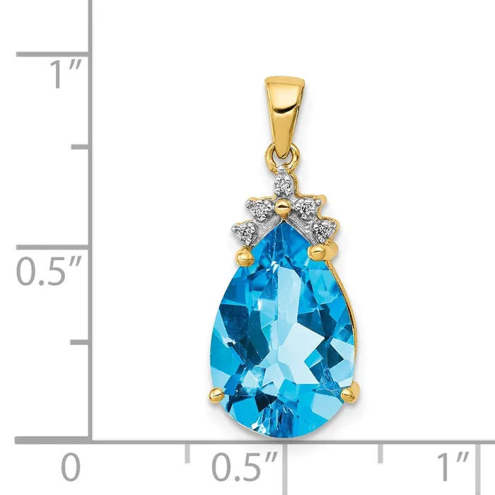 Goldia 14K Yellow Gold Pear Blue Topaz u0026 Real Diamond Pendant Necklaces