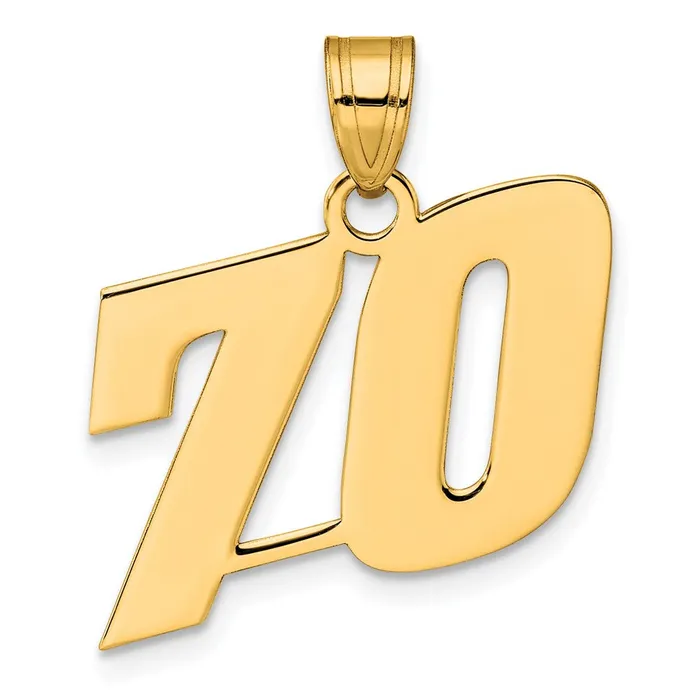 Goldia 14k Yellow Gold Polished Block Number 70 Pendant PreStyled Sets