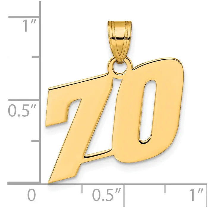 Goldia 14k Yellow Gold Polished Block Number 70 Pendant PreStyled Sets