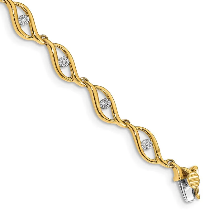 goldiaca Bracelets 14k Yellow Gold Gold Natural Diamond 75in Link Bracelet goldiaca Bracelets 14k Yellow Gold Gold Natural Diamond 75in Link Bracelet