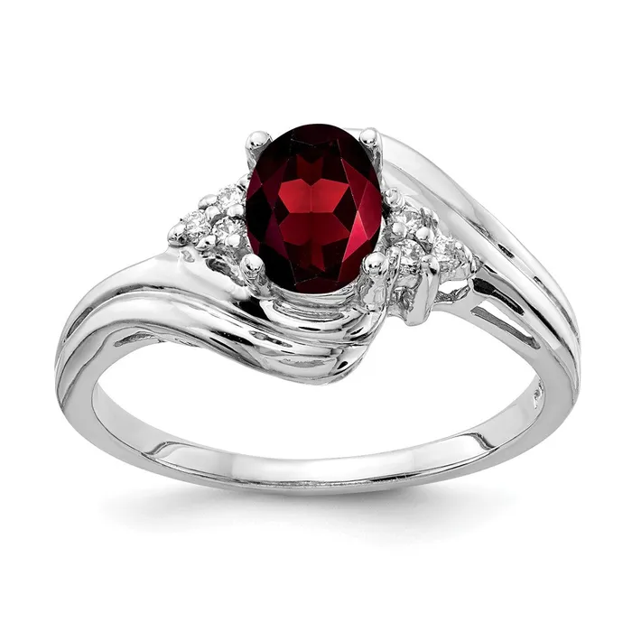 goldiaca Rings 14k White Gold 7x5mm Oval Garnet A Real Diamond ring