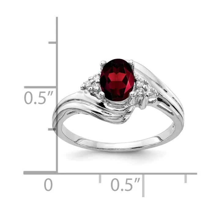 goldiaca Rings 14k White Gold 7x5mm Oval Garnet A Real Diamond ring