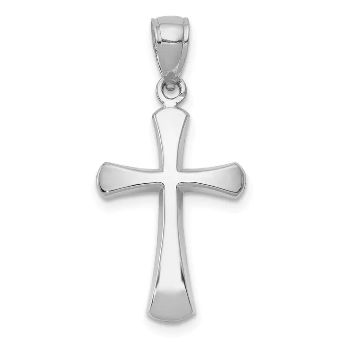 Goldia Charm Necklaces 14k White Gold Polished Beveled Cross w Round Tips Charm Goldia Charm Necklaces 14k White Gold Polished Beveled Cross w Round Tips Charm