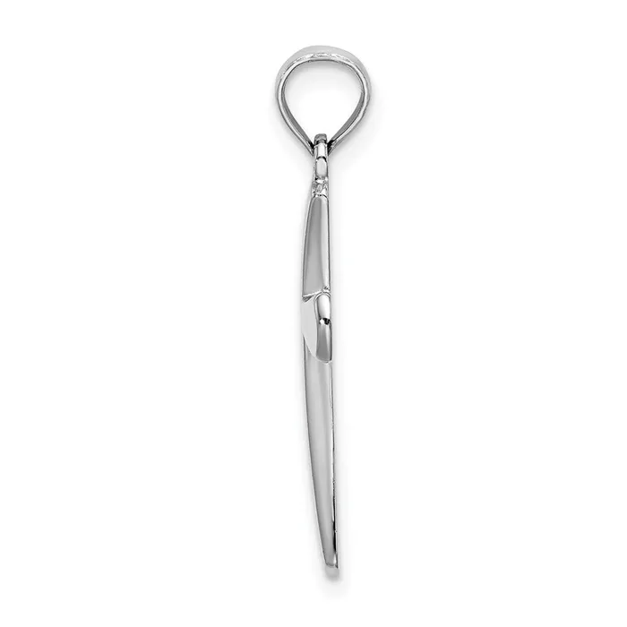 Goldia Charm Necklaces 14k White Gold Polished Beveled Cross w Round Tips Charm
