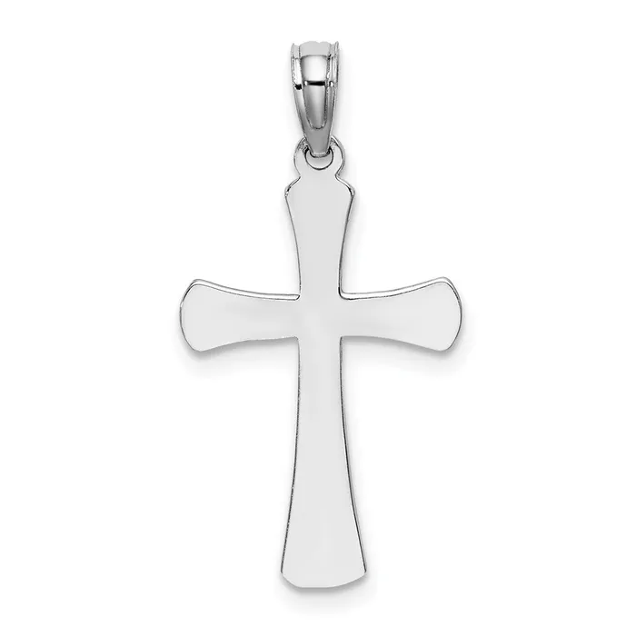 Goldia Charm Necklaces 14k White Gold Polished Beveled Cross w Round Tips Charm