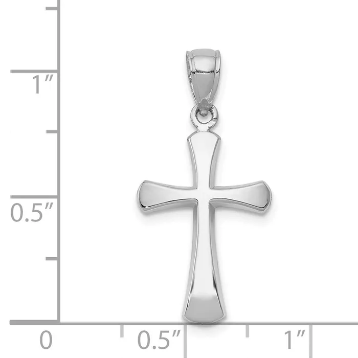 Goldia Charm Necklaces 14k White Gold Polished Beveled Cross w Round Tips Charm