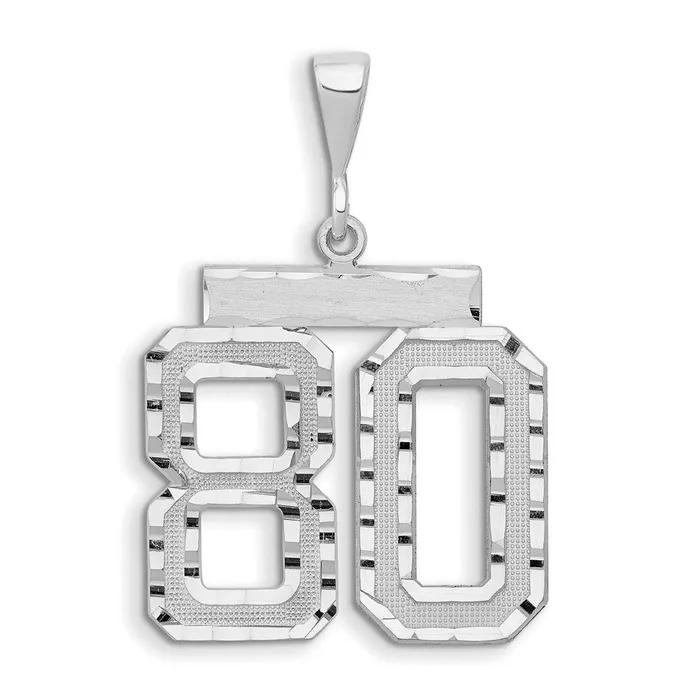 Goldia Charm Necklaces 14k White Goldw Small Brushed Diamondcut Number 80 Charm Goldia Charm Necklaces 14k White Goldw Small Brushed Diamondcut Number 80 Charm