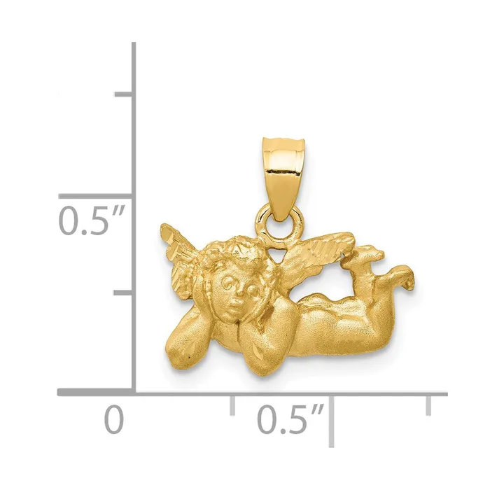 Goldia Charm Necklaces 14k Yellow Gold Satin DiamondCut Angel Charm