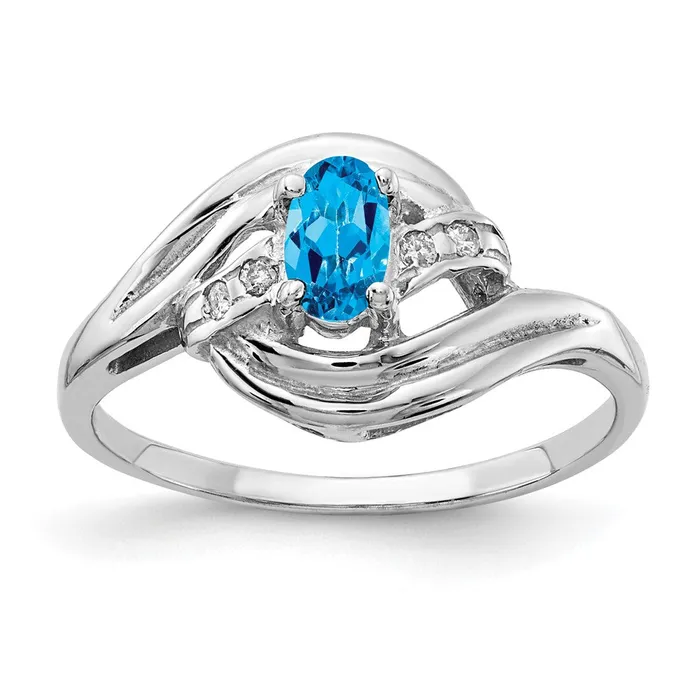 Goldiacom Rings 14k White Gold 5x3mm Oval Blue Topaz AAA Real Diamond ring Goldiacom Rings 14k White Gold 5x3mm Oval Blue Topaz AAA Real Diamond ring