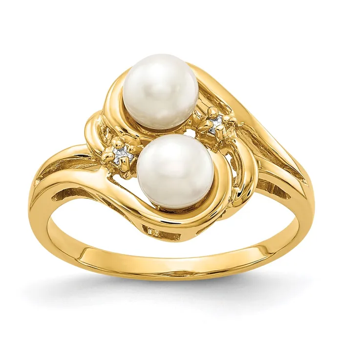 Goldiacom Rings 14K Yellow Gold 4mm Black FW Cultured Pearl VS Real Diamond ring Goldiacom Rings 14K Yellow Gold 4mm Black FW Cultured Pearl VS Real Diamond ring
