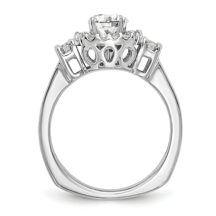 Goldiacom Rings 14kw Peg Set Simulated Diamond Fancy Halo Engagement Ring