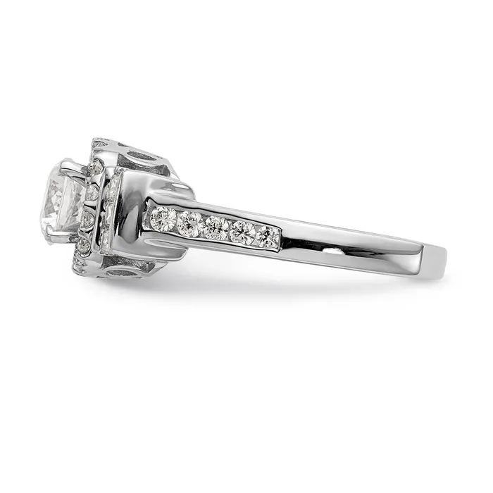 Goldiacom Rings 14kw Peg Set Simulated Diamond Fancy Halo Engagement Ring
