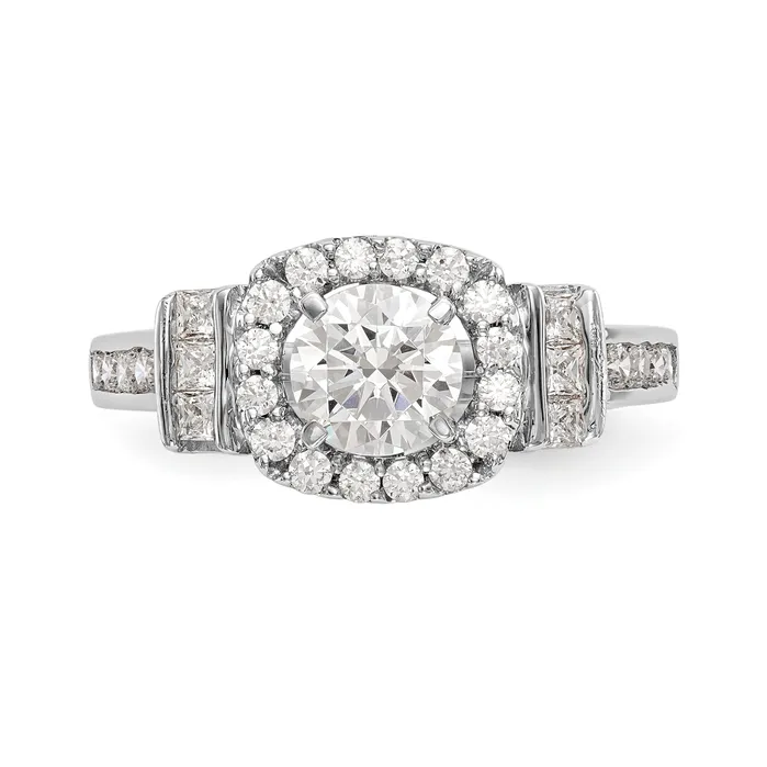Goldiacom Rings 14kw Peg Set Simulated Diamond Fancy Halo Engagement Ring