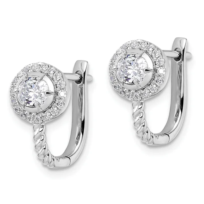 Goldia Earrings 14k White Gold 78 Ct Lab Grown Diamond VSSI G Circle Hinged Hoop Earrings