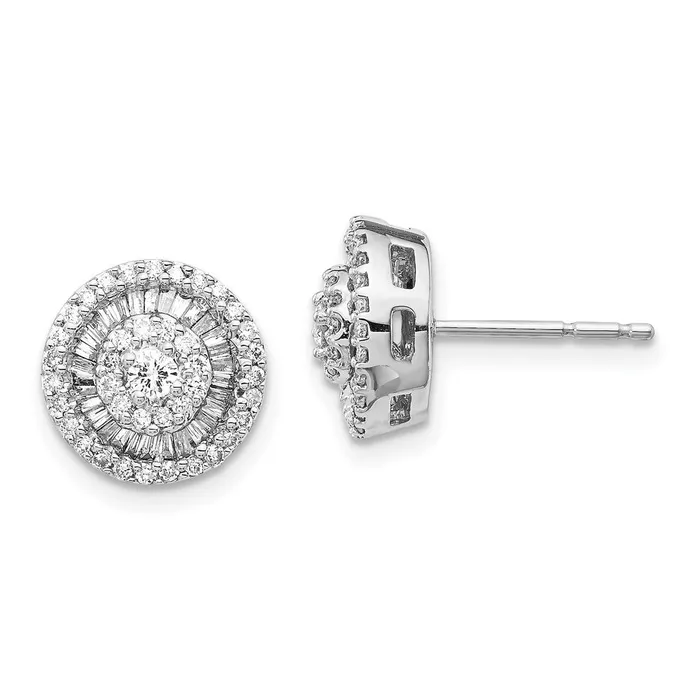 Goldia Earrings 14k White Gold Real Diamond Cluster Post Earrings
