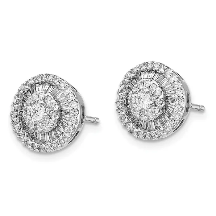 Goldia Earrings 14k White Gold Real Diamond Cluster Post Earrings