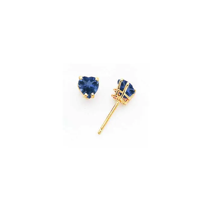 Goldia Earrings 14k Yellow Gold 5mm Heart Sapphire Earrings