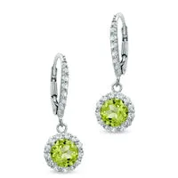 Goldia Earrings 60mm Peridot and LabCreated White Sapphire Frame Drop Earrings in Sterling Silver Goldia Earrings 60mm Peridot and LabCreated White Sapphire Frame Drop Earrings in Sterling Silver