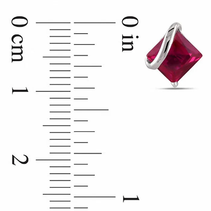Goldia Earrings 60mm PrincessCut LabCreated Ruby Swirl Stud Earrings in 10K White Gold Goldia Earrings 60mm PrincessCut LabCreated Ruby Swirl Stud Earrings in 10K White Gold
