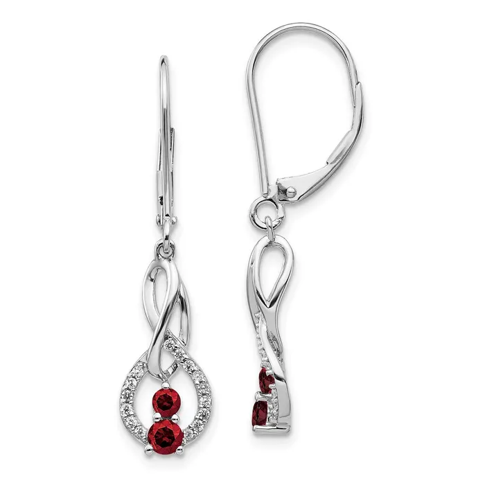 Goldia Earrings Solid 14k White Gold RedWhite Simulated CZ LeverbacK Earrings Goldia Earrings Solid 14k White Gold RedWhite Simulated CZ LeverbacK Earrings