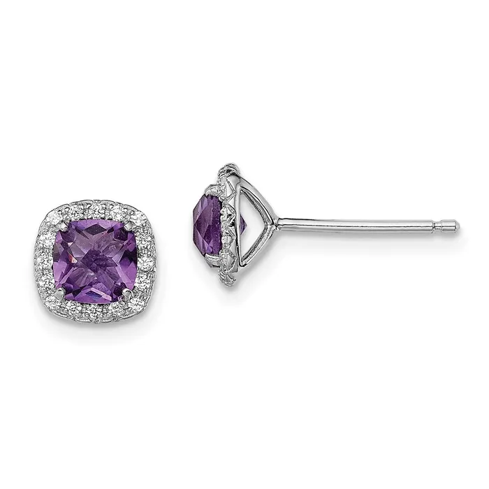 Goldia Earrings Sterling Silver Rhodium Plated Amethyst and Cr White Sapphire Earrings Goldia Earrings Sterling Silver Rhodium Plated Amethyst and Cr White Sapphire Earrings