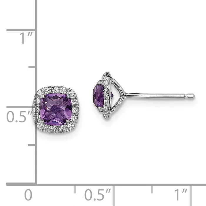 Goldia Earrings Sterling Silver Rhodium Plated Amethyst and Cr White Sapphire Earrings