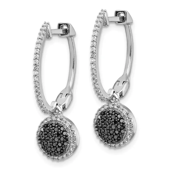 Goldia Earrings White Night Sterling Silver Rhodiumplated Black and White Diamond Hinged Hoop Dangle Earrings
