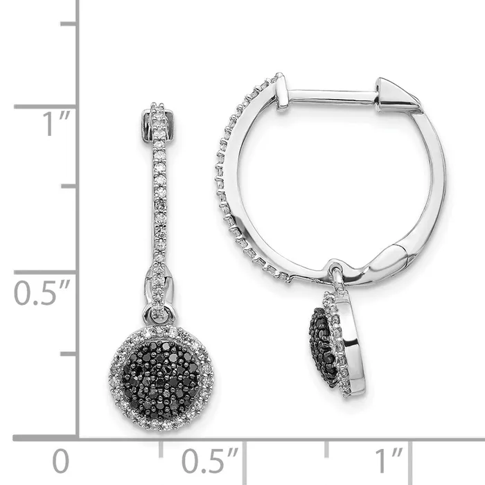 Goldia Earrings White Night Sterling Silver Rhodiumplated Black and White Diamond Hinged Hoop Dangle Earrings