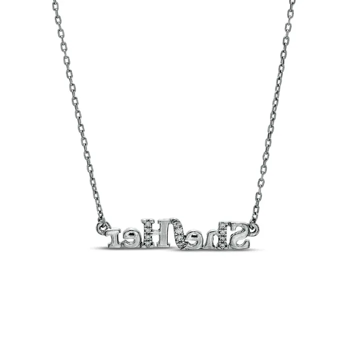 Goldia Necklaces 005 CT TW Natural Diamond SheHer Necklace in Sterling Silver Goldia Necklaces 005 CT TW Natural Diamond SheHer Necklace in Sterling Silver