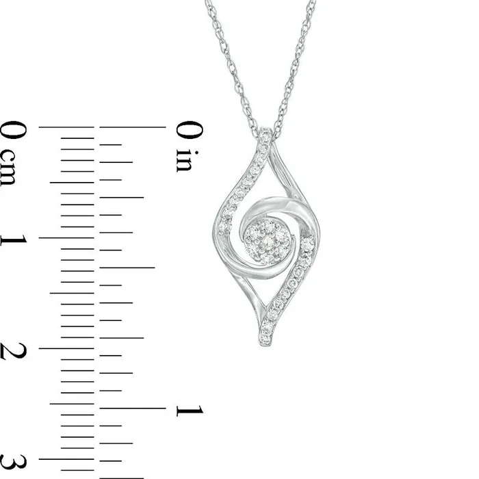 Goldia Necklaces 017 CT TW Composite Natural Diamond Swirl Marquise Pendant in 10K White Gold Goldia Necklaces 017 CT TW Composite Natural Diamond Swirl Marquise Pendant in 10K White Gold