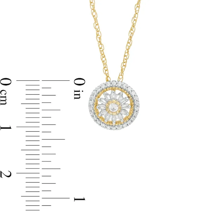 Goldia Necklaces 025 CT TW Natural Diamond Double Frame Convertible Circle Pendant in 10K Yellow Gold Goldia Necklaces 025 CT TW Natural Diamond Double Frame Convertible Circle Pendant in 10K Yellow Gold