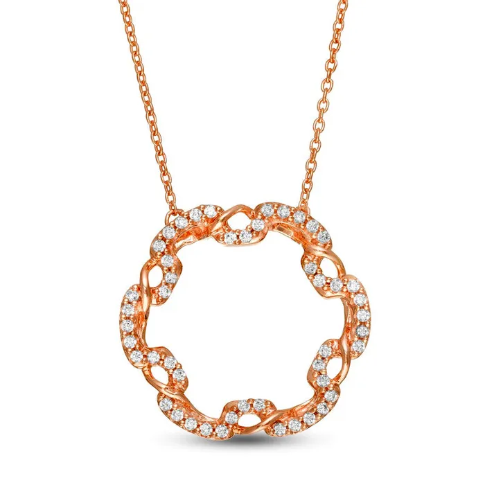 Goldia Necklaces 025 CT TW Natural Diamond Open Circle Twist Pendant in 10K Rose Gold Goldia Necklaces 025 CT TW Natural Diamond Open Circle Twist Pendant in 10K Rose Gold