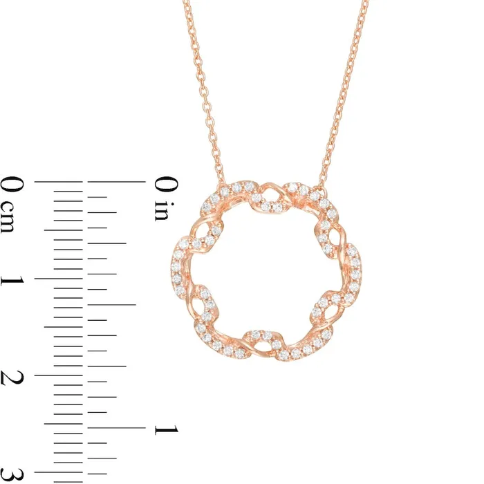 Goldia Necklaces 025 CT TW Natural Diamond Open Circle Twist Pendant in 10K Rose Gold Goldia Necklaces 025 CT TW Natural Diamond Open Circle Twist Pendant in 10K Rose Gold