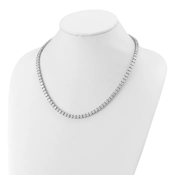 Goldia Necklaces 14k White Gold 33 34 Ct Lab Grown Diamond VSSI G Round 22 inch Straight Tennis Necklace