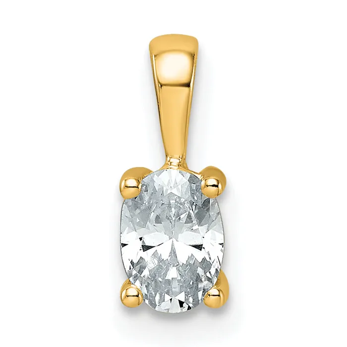 Goldia Necklaces 14k Yellow Gold 12 Ct Certified Lab Grown Diamond VSSI G Oval Four Prong Pendant