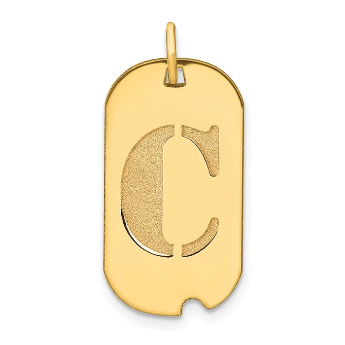 Goldia Necklaces 14k Yellow Gold Polished Letter C Initial Dog Tag Pendant