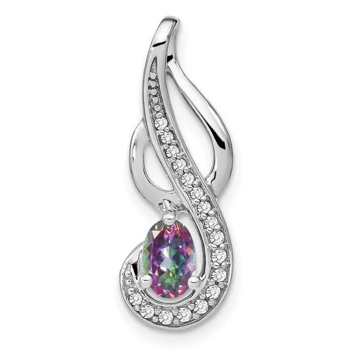 Goldia Necklaces Solid 14k White Gold Mystic Fire Topaz and Simulated CZ Swirl Pendant Goldia Necklaces Solid 14k White Gold Mystic Fire Topaz and Simulated CZ Swirl Pendant