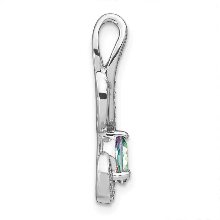 Goldia Necklaces Solid 14k White Gold Mystic Fire Topaz and Simulated CZ Swirl Pendant Goldia Necklaces Solid 14k White Gold Mystic Fire Topaz and Simulated CZ Swirl Pendant